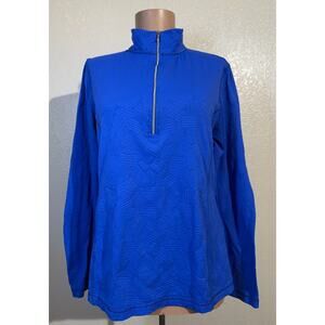 Women Snowskins Half Zip Base Layer Mock Neck Top - Royal Blue - Large